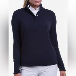 Fairway & Greene KATE OLD SCHOOL SWEATSHIRT navy snap pullover xl